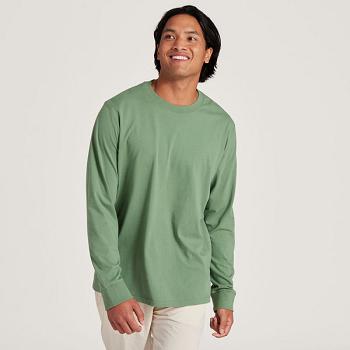 Men's Allbirds Allgood Cotton Long Sleeve T shirts Green | SAUNY45132