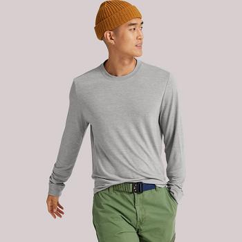 Men's Allbirds Long Sleeve Sea T shirts Grey | AUXBR13045