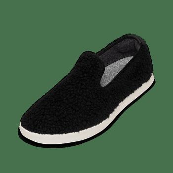 Men's Allbirds Wool Lounger Fluffs Slip-Ons Black | BAUSD58442