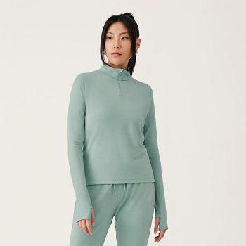 Women's Allbirds Performance Quarter Zip Sweatshirts Green | TAUWZ75649