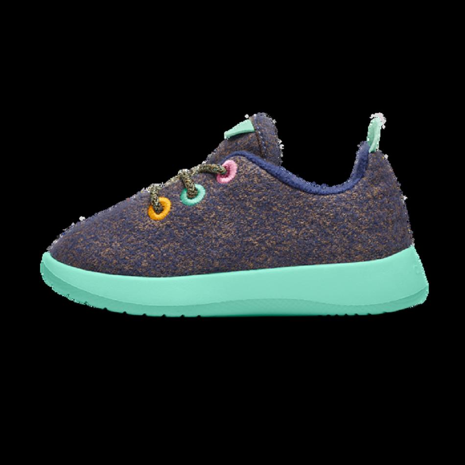 Kids' Allbirds Smallbirds Wool Runners Running Shoes Indigo | UAUND78540