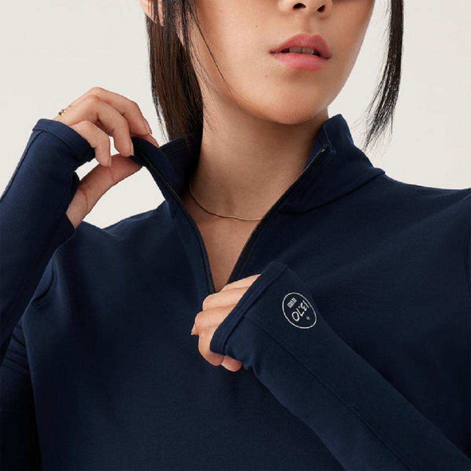 Women's Allbirds Performance Quarter Zip Sweatshirts Navy | YAUGT14589